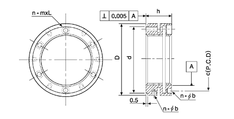 鋼 SCM440 精密ロックナットYSシリーズ (ベアリング固定用ナット)(YSK /ナット本体締め) 製品図面