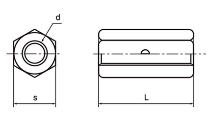 鉄 高ナット(センターポンチ・ストッパー機能付)(インチ・ウイット) 製品図面