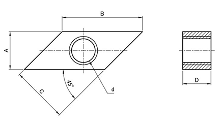 鉄 菱形ナット Bタイプ (小型) 製品図面
