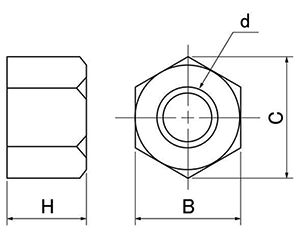 鋼 PC鋼棒用六角ナット(細目)(高周波熱処理) 製品図面