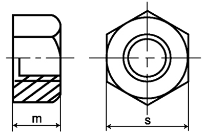 鉄 30度 台形六角ナット(TR) 8割(平径x高さ) 製品図面