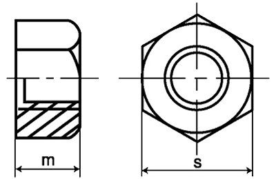 鉄 30度 台形六角ナット(TR) 10割(平径x高さ) 製品図面