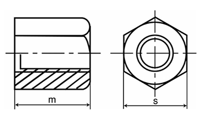 鉄 30度 台形六角ナット(TR) 30割(平径x高さ) 製品図面