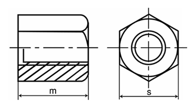 鉄 30度 台形六角ナット(TR)(左ねじ) 20割(平径x高さ) 製品図面