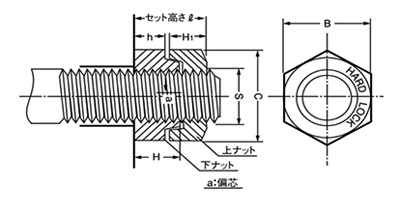 鉄 ハードロックナット(インチ・ウイット) 製品図面