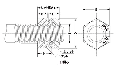 鉄 ハードロックナット (薄型)(H-3)(細目) 製品図面