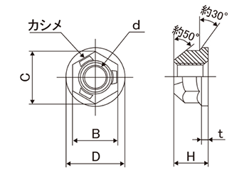 鉄 グッドロック (ゆるみ止めナット)( ケーエム精工製) 製品図面