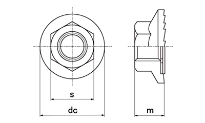 鉄 フランジナット セレート付き (輸入品) 製品図面