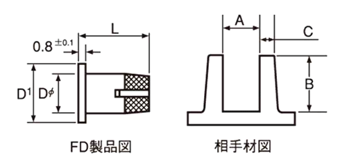 黄銅(カドミレス) フランジ付きダッヂインサート(FD)(東海金属製品) 製品図面