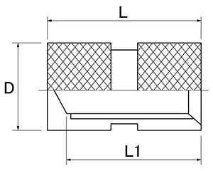 黄銅 成型時インサート XYE (袋穴形状溝入) (東海物産)(カドミレス) 製品図面