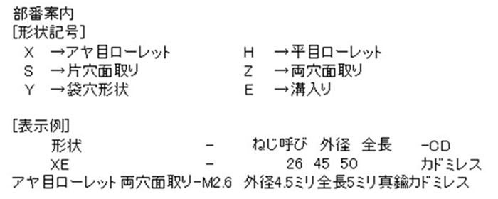 黄銅 成型時インサートXZ (両面タイプ/ アヤ目ローレット)(東海物産)(カドミレス) 製品規格