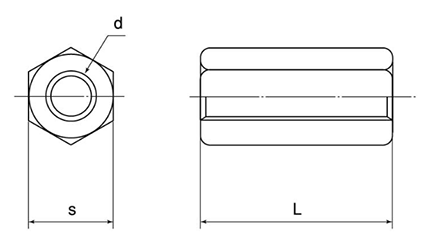 黄銅(ECO) 長ナット(高ナット)(インチ・ウイット) 製品図面