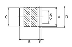 黄銅 ツバ付きキャッチサート(CSH)(熱圧入 冷間圧入共用 後埋め用)(マイクロファスナー)(鉛レス材) 製品図面