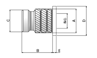 黄銅 ツバ付ナイフロック KLH (冷間圧入 後埋め用インサートナット)(マイクロファスナー)(カドミレス) 製品図面