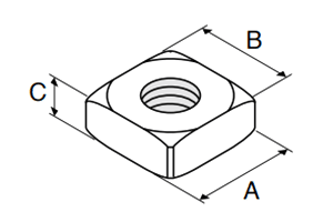 ステンレス NIC 四角ナット(NSMS) (アルミフレーム用) 製品図面