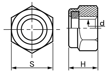 ステンレス ナイロンナット(1種)(高型) (国産品) 製品図面