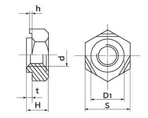 ステンレス 六角ウエルドナット(溶接) DIN規格(パイロット付き) 製品図面