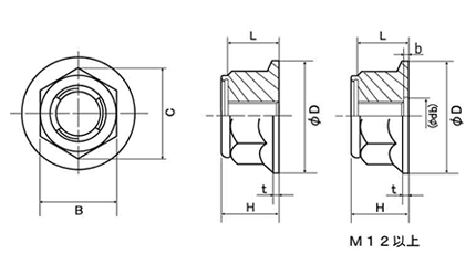 ステンレス E-ロックナット (平径大)(フランジナットタイプ) 製品図面