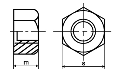 ステンレス304 30度 台形六角ナット(TR)10割(平径x高さ) 製品図面