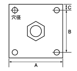 ステンレス 板付ナット(四角板付き六角ナット)(ミリネジ) 製品図面