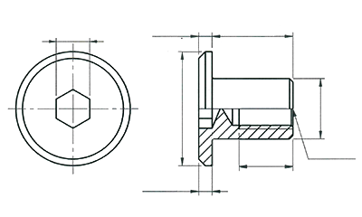 ステンレス ジョイントコネクター 飾りナット(六角穴スパナ径5mm)JCN(輸入品) 製品図面