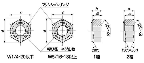 鋼 S45C(H(焼入れ) Uナット (インチ・ウイット) 製品図面