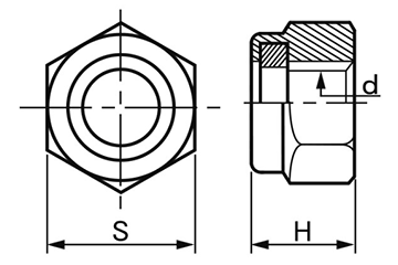 鋼 S45C(H)(焼入れ) ナイロンナット(1種) 製品図面