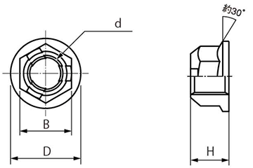 鋼 8T タフロック フランジナット(細目) 製品図面