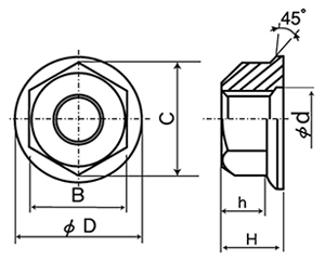 鋼 S45C(H) スカートナット 製品図面