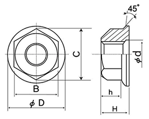 鋼 S45C(A) スカートナット 製品図面