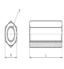 鋼 S45C(H)(焼入れ) 小形高ナット (インチ・ウイット) 製品図面