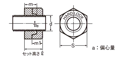 鋼 S45C ハードロックナット (セミ薄型)(細目) 製品図面