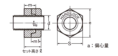 鋼 S45C(H) ハードロックナット (薄型)(H-3) 製品図面