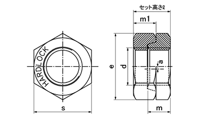 鋼 S45C(H) ハードロックナット (薄型)(その他細目) 製品図面