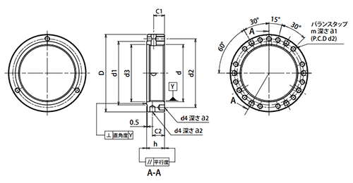 SCM435 精密ロックナット(ZMN・超々精密用途) 製品図面