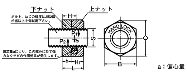 鋼 SCM435(クロモリ) ハードロックナット(細目) 製品図面
