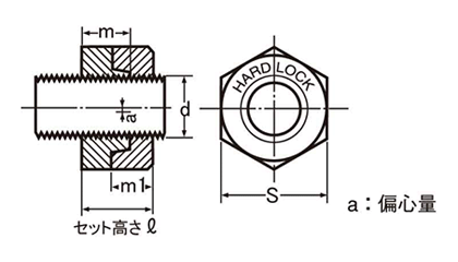 鋼 SCM435(クロモリ) ハードロックナット (セミ薄型)(細目) 製品図面