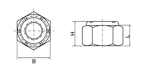 ステンレス SUS316 ナイロンナット(UNCユニファイ並目ねじ)(ロックファスナー品) 製品図面