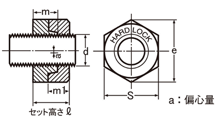 ステンレス SUS316 ハードロックナット (セミ薄型)(H-2) 製品図面