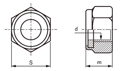 ステンレス SUS316L ナイロンナット(2種) 製品図面