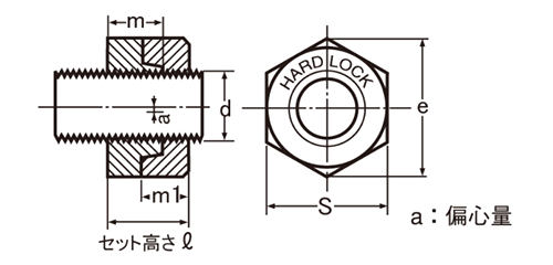 ステンレス SUS316L(A4) ハードロックナット (セミ薄型)(H-2) 製品図面