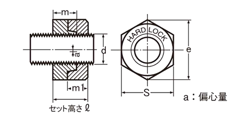 ステンレス SUS316L(A4) ハードロックナット (薄型)(H-3) 製品図面