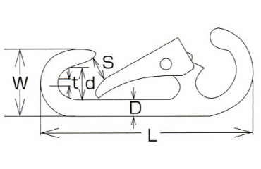 水本機械 ステンレス スナップフック D型(オープンタイプ) 製品図面