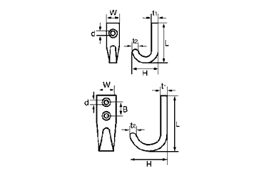 水本機械 ステンレス エレガンスフック B型(ゴールド) 製品図面