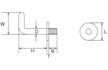 水本機械 ステンレス プチフック(L型) 製品図面