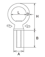 水本機械 ステンレス 回転アイボルト(インチ・ウイット) 製品図面