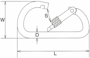 水本機械 ステンレス カラビナD型 環なし 製品図面