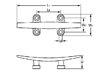 水本機械 ステンレス クリート(ローフラット型) 製品図面
