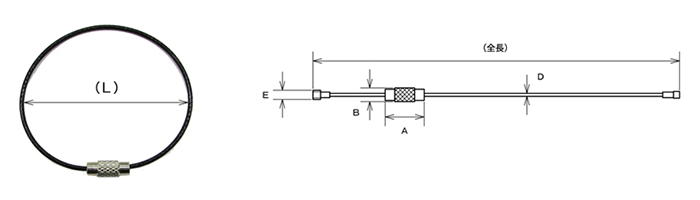 水本機械 ステンレス キーワイヤーホルダー (ブルー/ KW-B) 製品図面