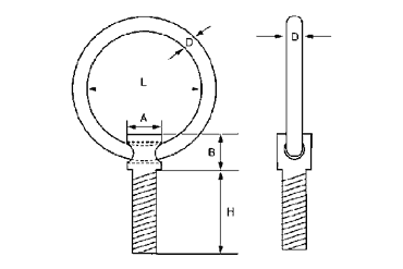 水本機械 ステンレス つば付きリングボルト(インチ・ウイット) 製品図面